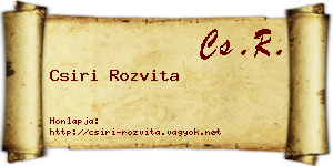 Csiri Rozvita névjegykártya